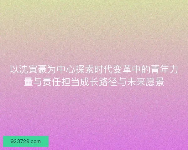以沈寅豪为中心探索时代变革中的青年力量与责任担当成长路径与未来愿景
