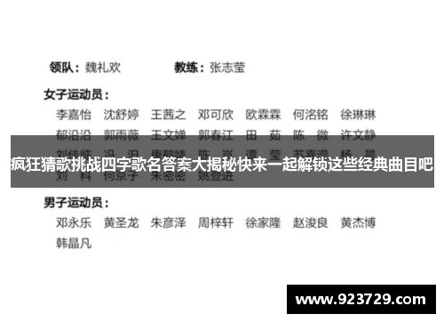 疯狂猜歌挑战四字歌名答案大揭秘快来一起解锁这些经典曲目吧